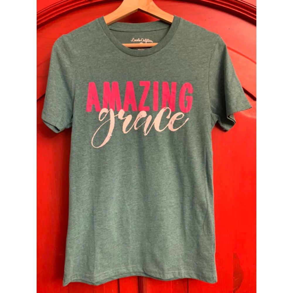 Lincoln Outfitters Amazing Grace Green Pink T-Shirt Top EUC Womens Size S